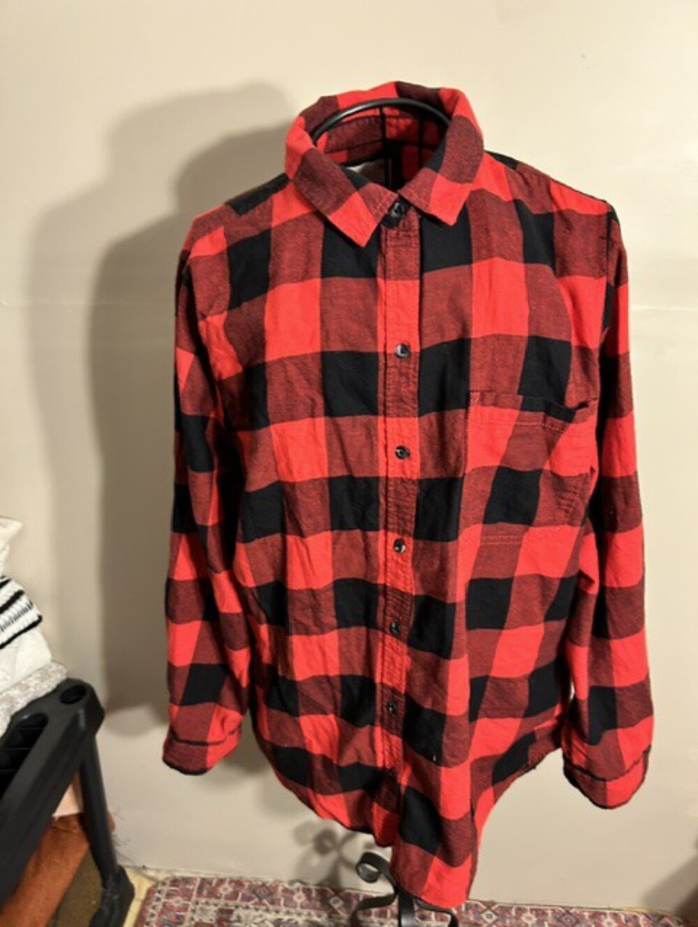 size xxl extra large womens plaid shirt red black 2x flannel button up